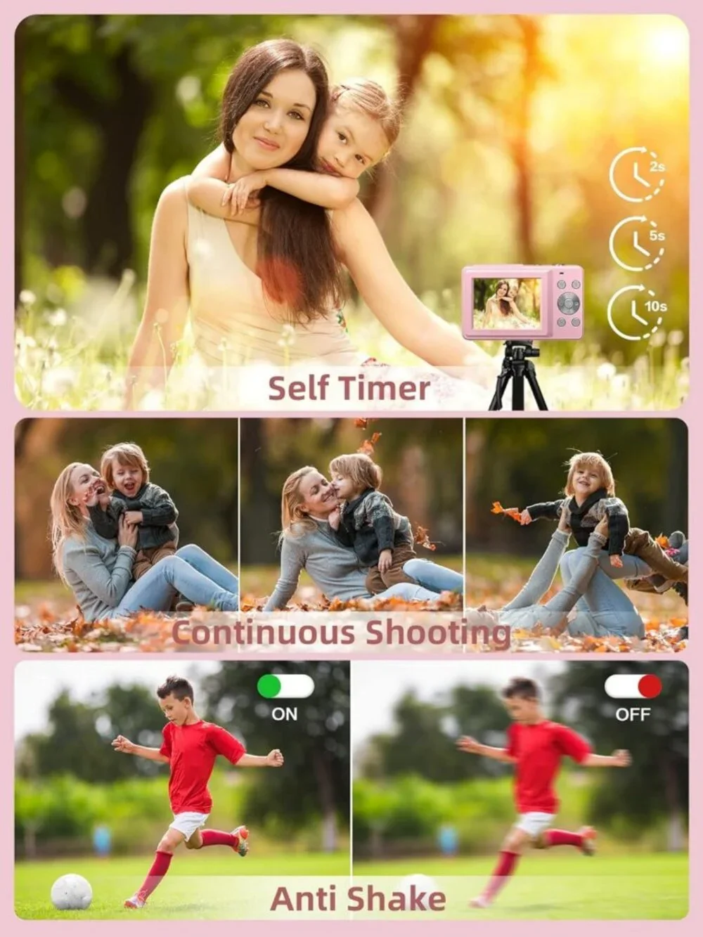 FHD 1080P Digital Point & Shoot Camera, 16X Zoom, Anti-Shake, Compact, 32GB Card